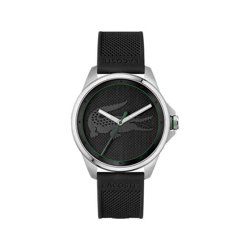 Montre Lacoste homme acier bracelet silicone noir - vue 1