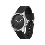 Montre Lacoste homme acier bracelet silicone noir - vue 2
