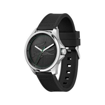 Lacoste herenhorloge van staal met zwarte siliconen band