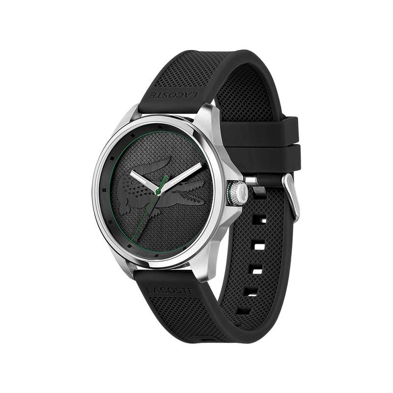 Montre Lacoste homme acier bracelet silicone noir - vue 2