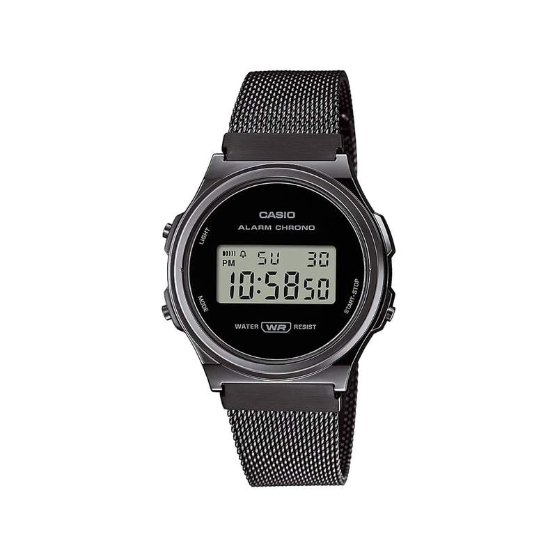 Montre Casio homme résine noire bracelet acier noir - vue 1