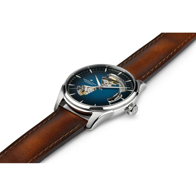Montre Hamilton homme automatique acier bracelet cuir marron - vue 2