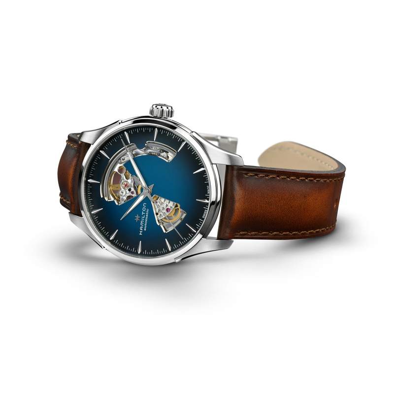 Montre Hamilton homme automatique acier bracelet cuir marron - vue D1