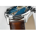 Hamilton men's automatic steel watch with brown leather strap - view D2