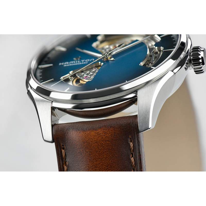 Montre Hamilton homme automatique acier bracelet cuir marron - vue D2
