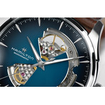 Hamilton men's automatic steel watch with brown leather strap - view D3