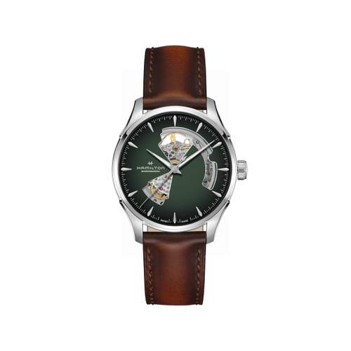 Hamilton herenhorloge met automatische opwinding, stalen kast en bruine leren band