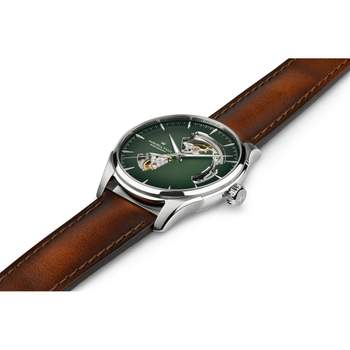 Hamilton herenhorloge met automatische opwinding, stalen kast en bruine leren band