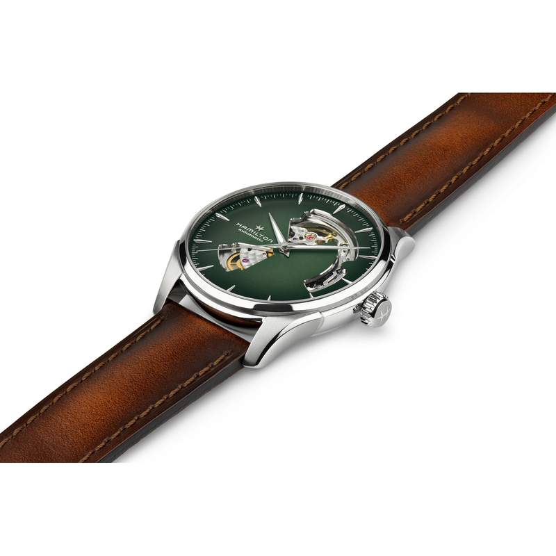 Montre Hamilton homme automatique acier bracelet cuir marron - vue 2