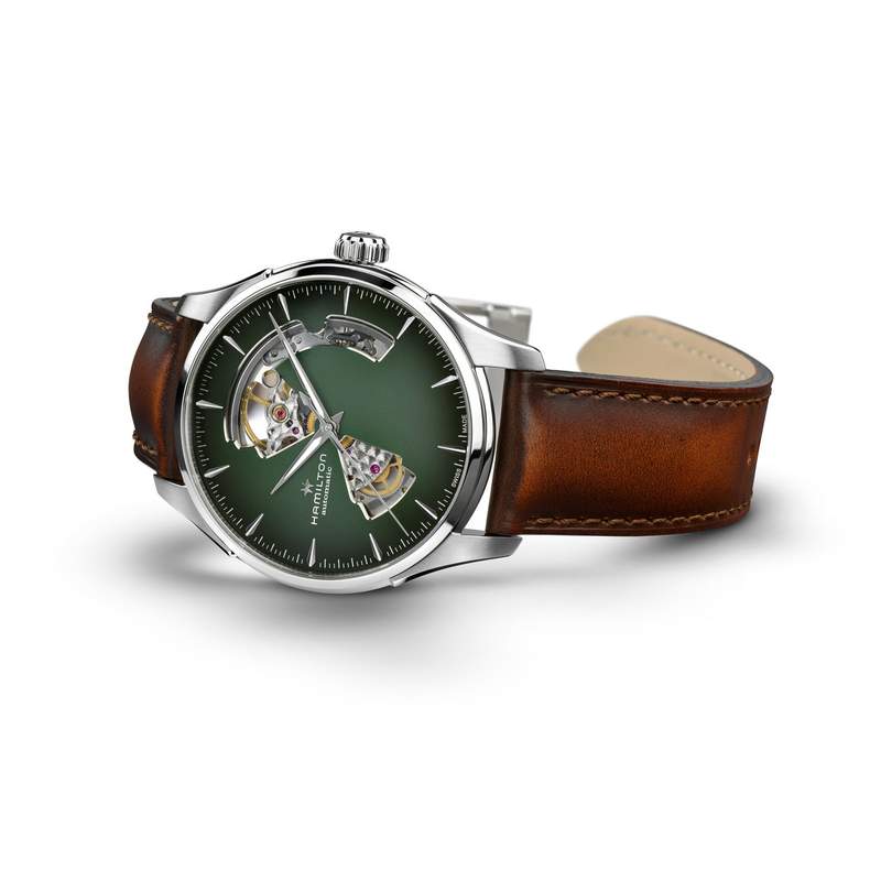 Montre Hamilton homme automatique acier bracelet cuir marron - vue D1