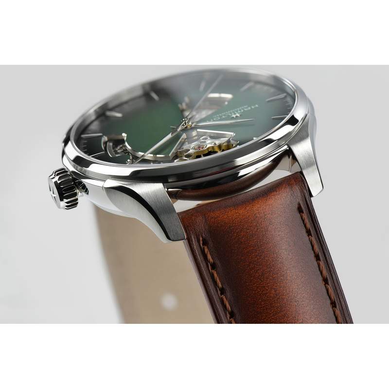 Montre Hamilton homme automatique acier bracelet cuir marron - vue D2