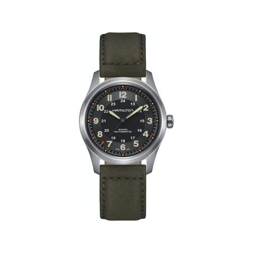 Montre Hamilton homme automatique titane bracelet cuir noir