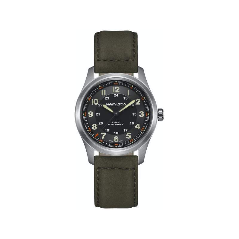 Montre Hamilton homme automatique titane bracelet cuir noir - vue 1