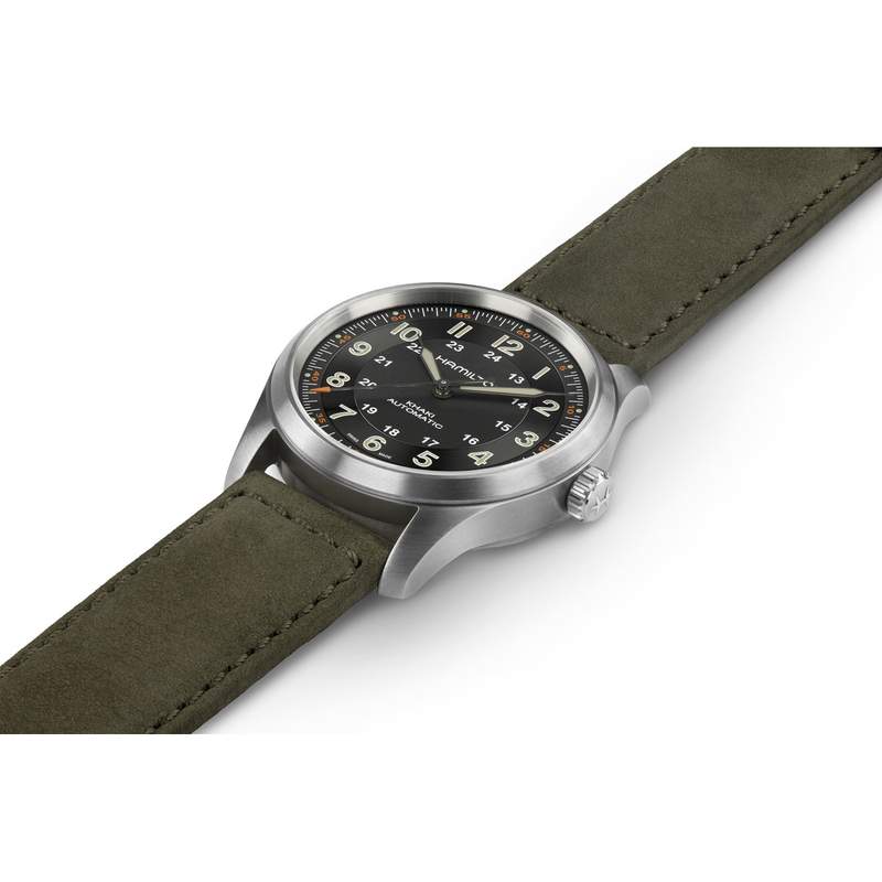 Montre Hamilton homme automatique titane bracelet cuir noir - vue 2