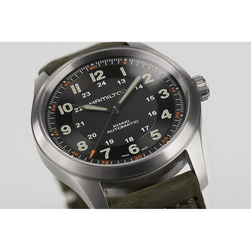 Montre Hamilton homme automatique titane bracelet cuir noir - vue D2