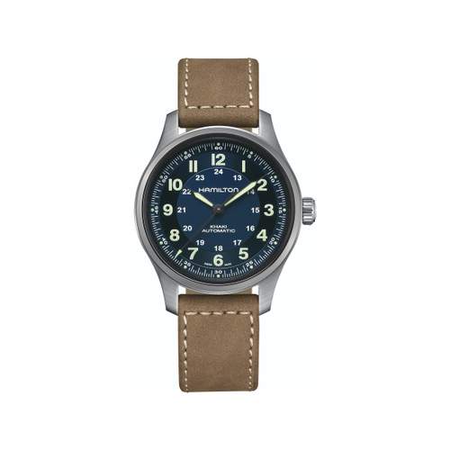 Montre Hamilton homme automatique titane  bracelet cuir marron