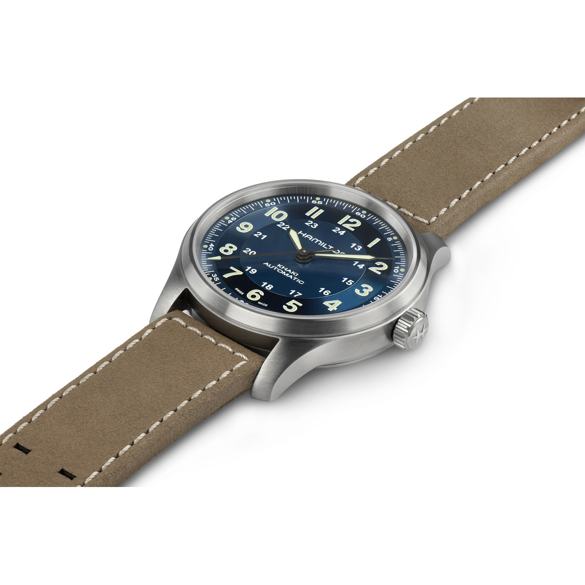 Montre Hamilton homme automatique titane  bracelet cuir marron - vue 2