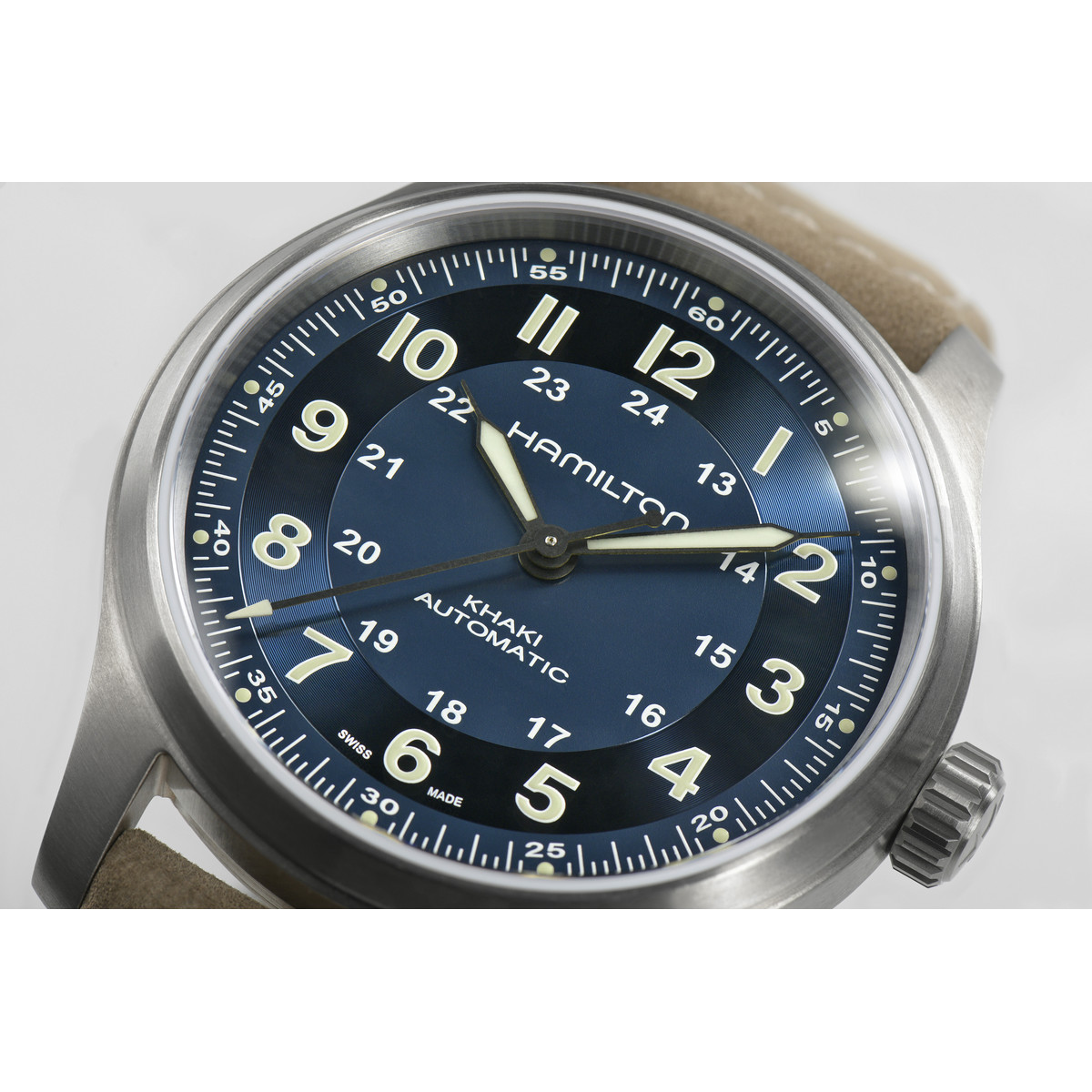 Montre Hamilton homme automatique titane  bracelet cuir marron - vue D2