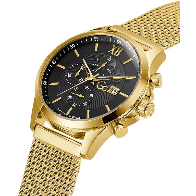 Montre GUESS COLLECTION homme bracelet acier doré jaune - vue D2