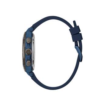 GUESS COLLECTION herenhorloge van zwart staal met blauwe siliconenband