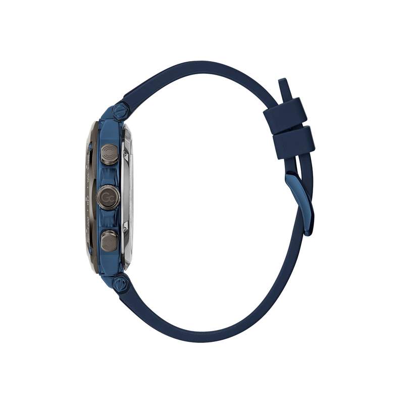 Montre GUESS COLLECTION homme acier noir bracelet silicone bleu - vue 2