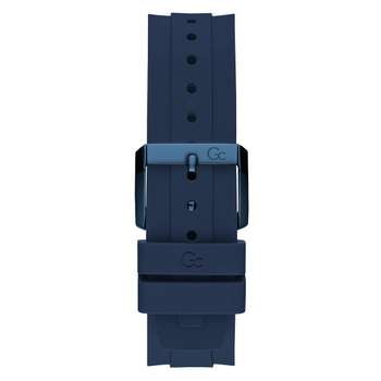 GUESS COLLECTION herenhorloge van zwart staal met blauwe siliconenband