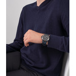 Montre GUESS COLLECTION homme acier noir bracelet silicone bleu - vue porté 2