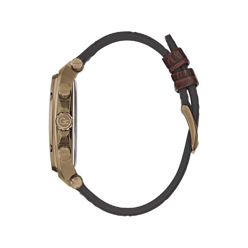Montre GUESS COLLECTION homme acier bracelet cuir marron - vue 2