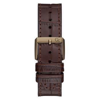 GUESS COLLECTION herenhorloge van staal met bruine leren band