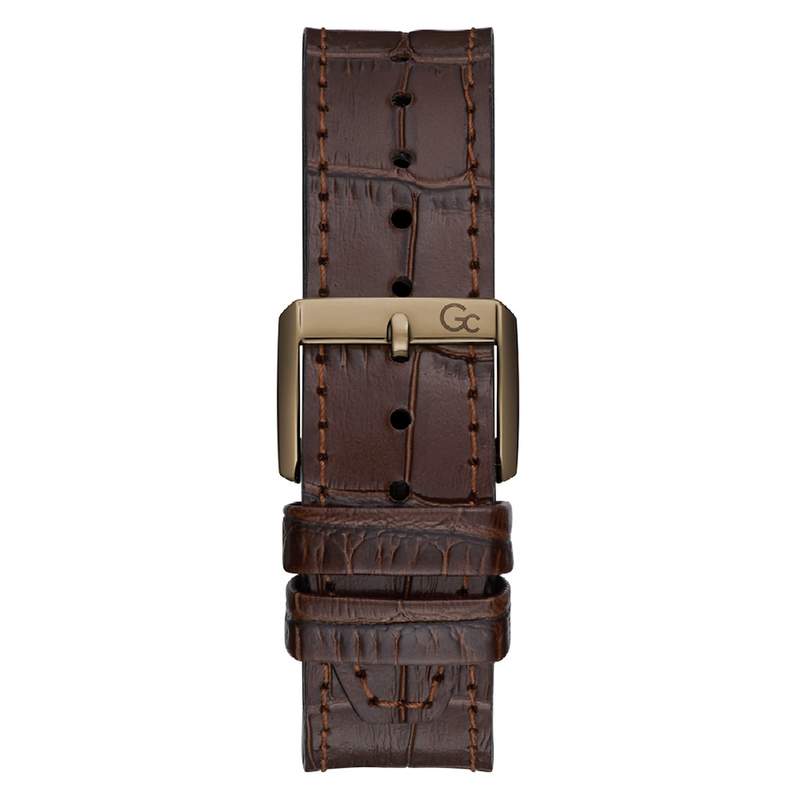 Montre GUESS COLLECTION homme acier bracelet cuir marron - vue D1