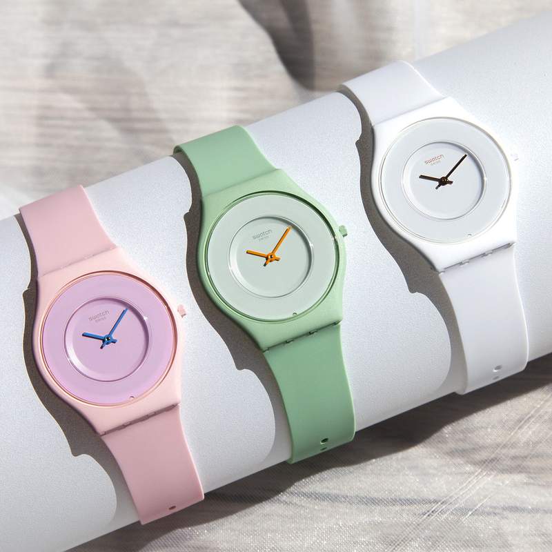 Montre Swatch mixte bioceramic bracelet silicone rose - vue D1