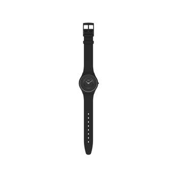Swatch-horloge voor dames en heren, van bioceramiek met een zwarte siliconenband