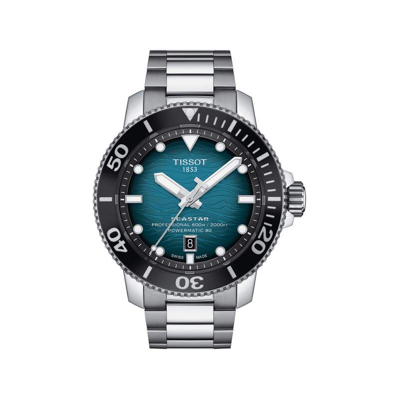 Montre TISSOT T-SPORT SEASTAR 2000 POWERMATIC 80 homme automatique cadran bleu bracelet acier inoxydable - vue 1