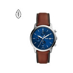 Montre FOSSIL homme chronographe acier bracelet cuir marron - vue 1