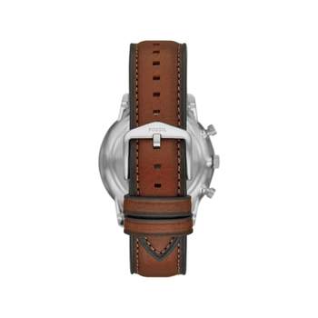 FOSSIL herenhorloge met chronograaf, roestvrij staal en bruine leren band
