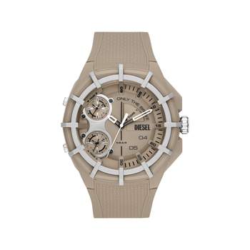 DIESEL-herenhorloge van staal met bruine kunststof band