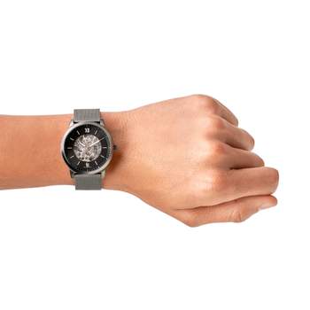 FOSSIL men's automatic watch steel bracelet anthracite grey