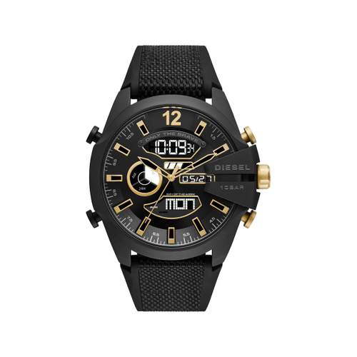 DIESEL herenhorloge van zwart staal met zwarte kunststof band