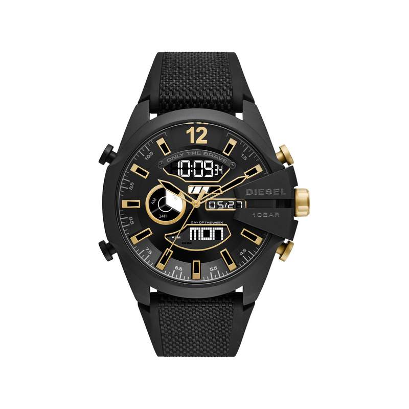 Montre DIESEL homme acier noir bracelet plastique noir - vue 1
