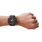 Montre DIESEL homme acier noir bracelet plastique noir - vue porté 1