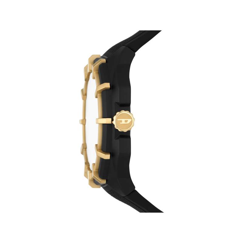 Montre DIESEL homme acier noir bracelet plastique noir - vue 2