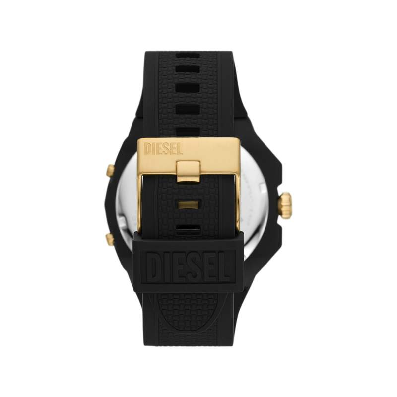 Montre DIESEL homme acier noir bracelet plastique noir - vue 3