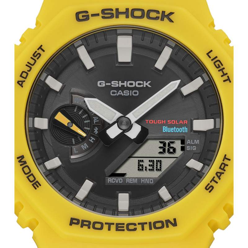 Montre G-SHOCK homme bracelet résine jaune - vue D2
