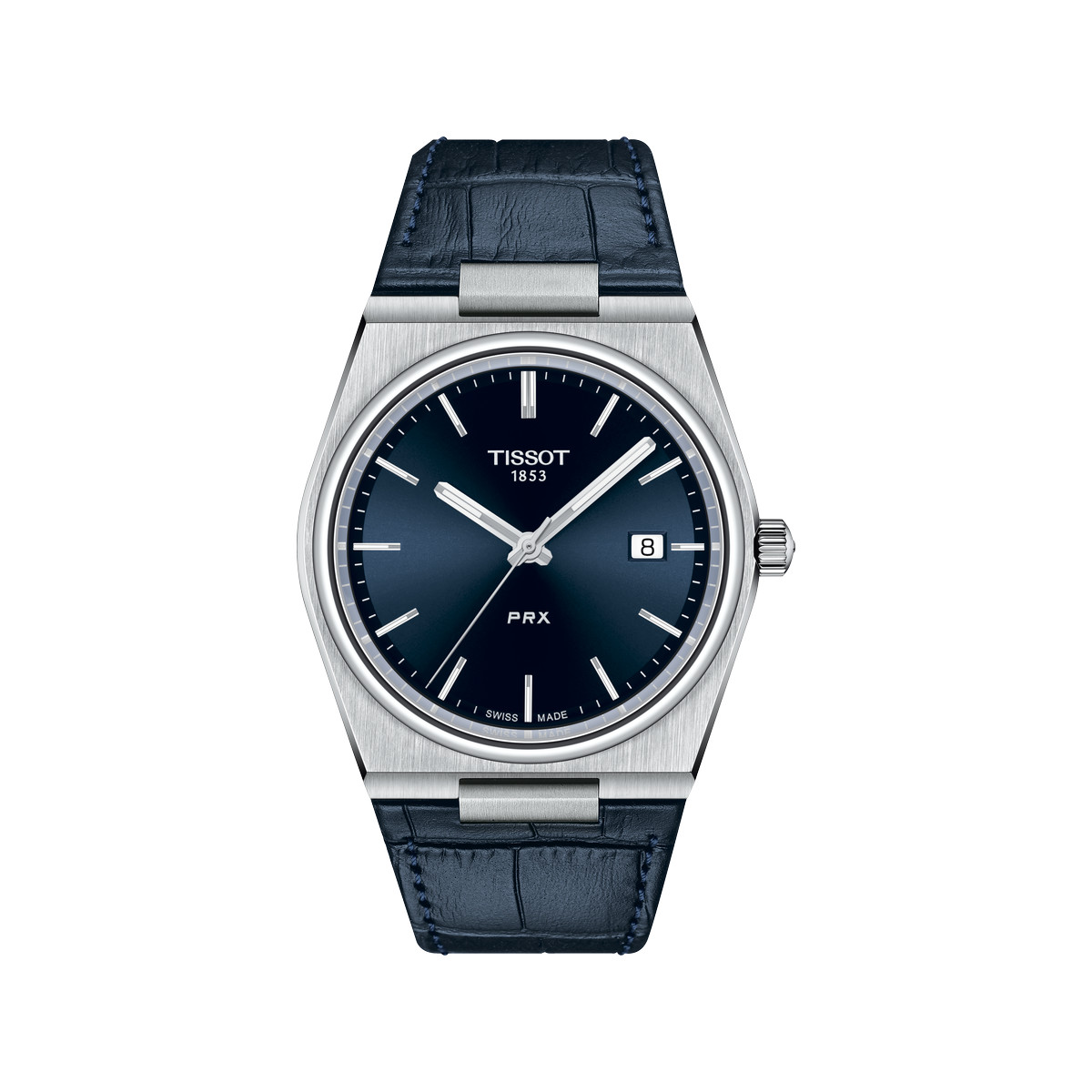 Montre TISSOT T-CLASSIC PRX homme cadran bleu bracelet cuir bleu