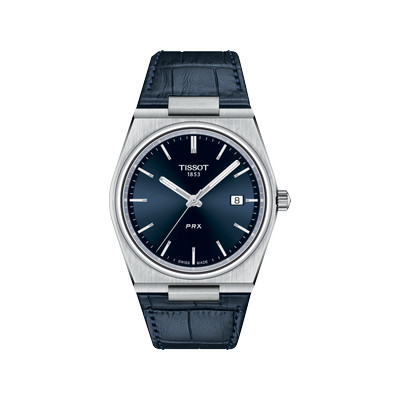 Montre TISSOT T-CLASSIC PRX homme cadran bleu bracelet cuir bleu