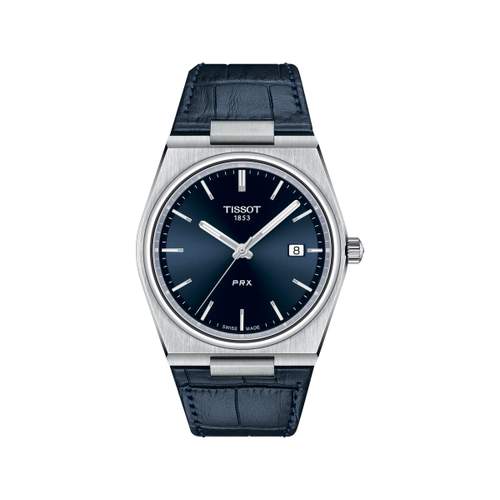 Montre TISSOT T-CLASSIC PRX homme cadran bleu bracelet cuir bleu