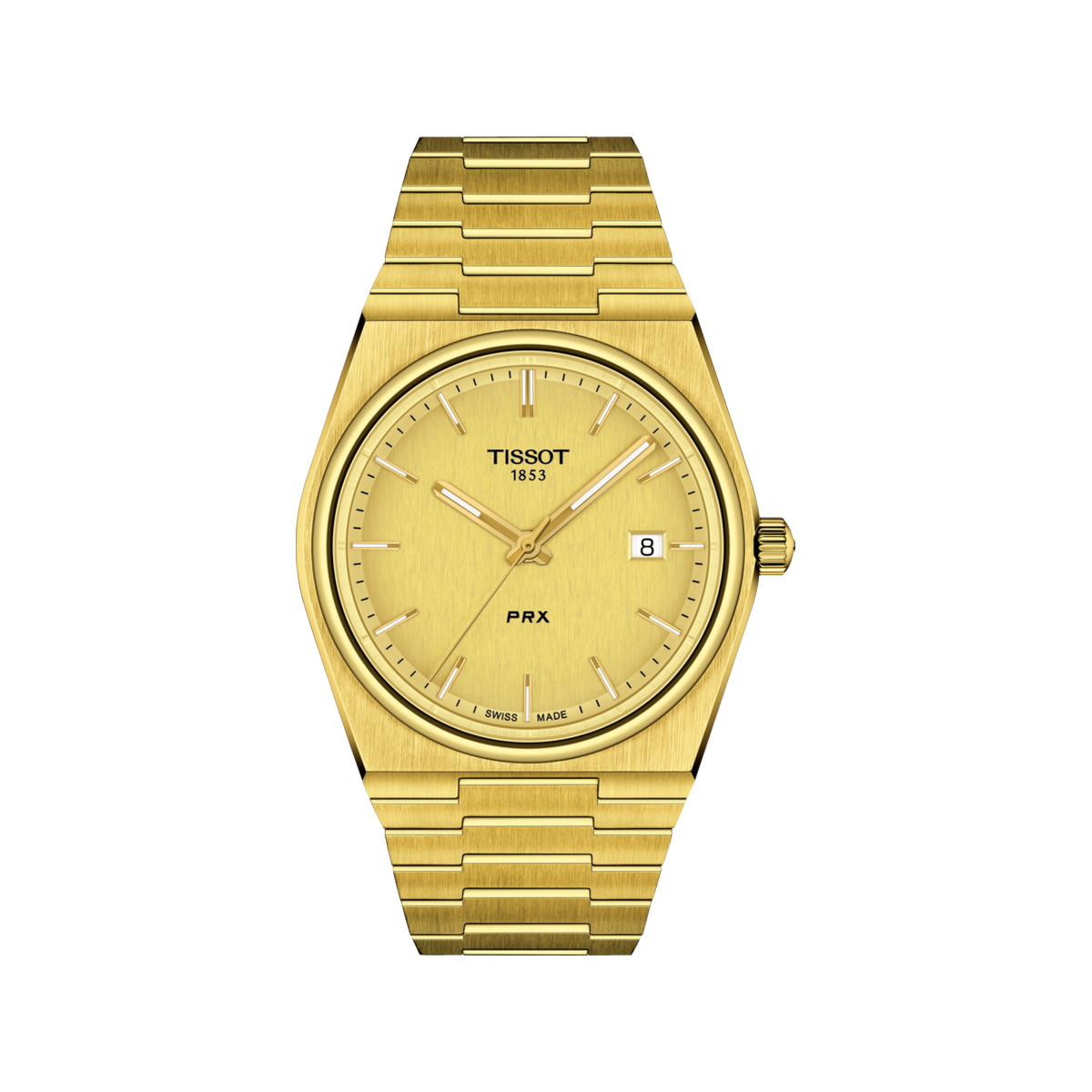 Montre TISSOT T-CLASSIC PRX homme cadran champagne bracelet PVD doré