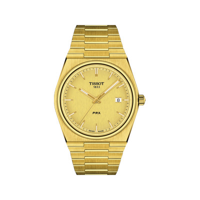 Montre TISSOT T-CLASSIC PRX homme cadran champagne bracelet PVD doré