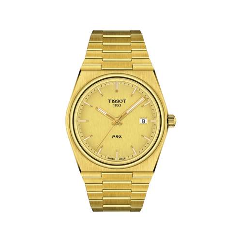 Montre TISSOT T-CLASSIC PRX homme cadran champagne bracelet PVD doré
