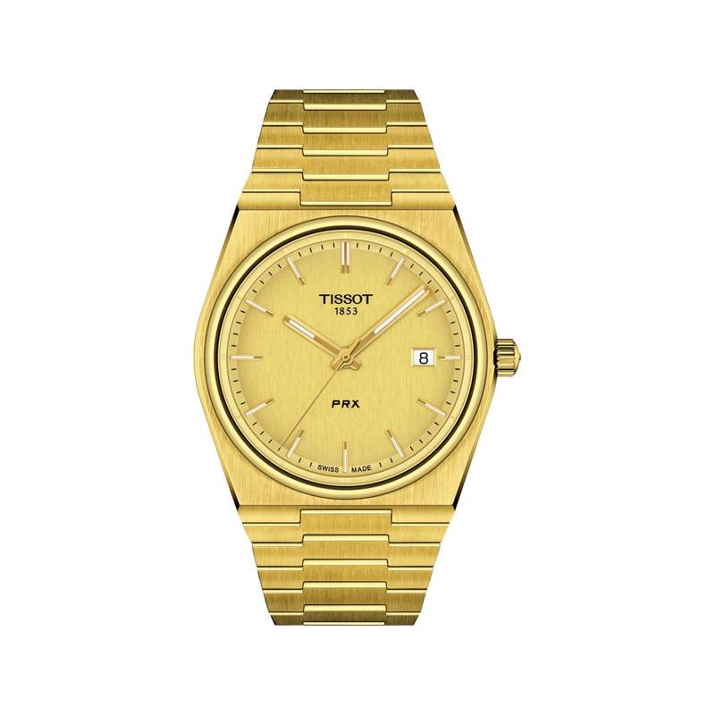 Montre TISSOT T-CLASSIC PRX homme cadran champagne bracelet PVD doré - vue 1